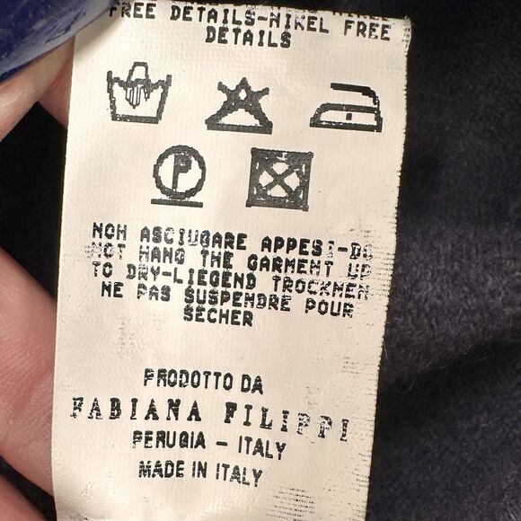 Fabiana Filippi Two Tone Gray Navy Sweater S Merino Silk Cashmere Chain Detail - Picture 12 of 12